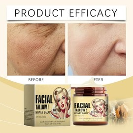 Sebo de Res Para la Cara, Bálsamo de Miel de Sarga Batida, Crema Nutritiva Para Rostro y Cuerpo, de Animales Alimentados con Pasto (8.47 oz Cebo de Res Para la Cara Organica Natural, 2)