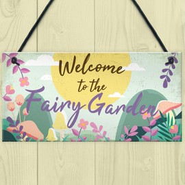 RED OCEAN Welcome To The Fairy Garden Hanging Plaque Garden Shed SummerHouse Sign Gifts For Her