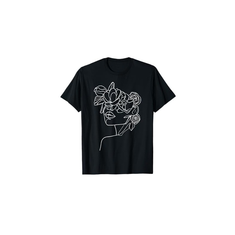 Modern Line Art Woman Face Design Elegant Minimalist T-Shirt