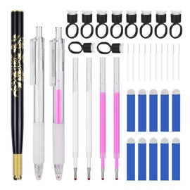ATOMUS Flower Microblading Pen Kit Black Tattoo Eyebrow Manual Pen 2Sets Mark Pen 10pcs 18U/3RL Eyebrow Microblades 10pcs Pigment Holder with Sponge