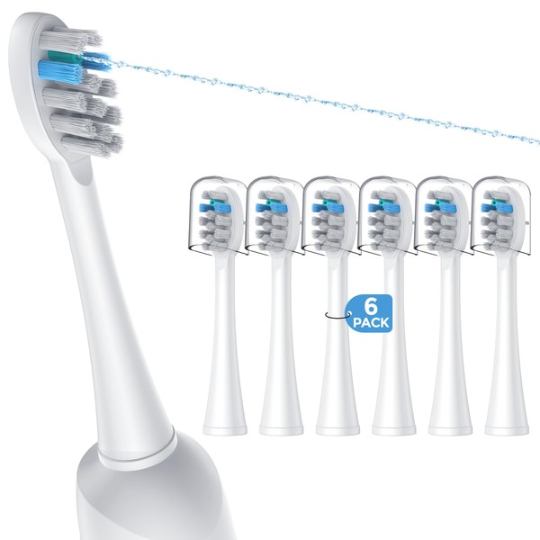 6 Pack FitMount Toothbrush Replacement Heads Compatible with WaterPik Sonic Fusion 2.0, FitMount Flossing Brush Head Fit for Water-Pic SF-01 SF-02 and 2.0 SF-03 SF-04