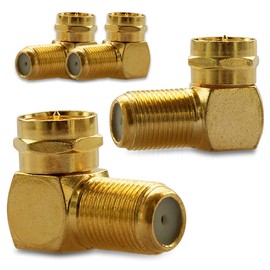 4 x F-angle plug, high end antenna plug, angle adapter, antenna cable, satellite F adapter, gold plated, F-connector, F connector, transition HD TV angle adapter, gold-plated