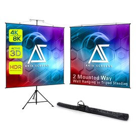 Akia Screens 57 inch Portable Projector Screen with Tripod Stand and Carry Bag, 1:1 4:3 16:9 4K 8K HD 3D Indoor Outdoor Movie Projection Screen for Home Theater Office, AK-T57SLITE Black