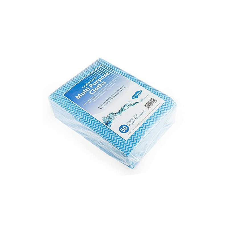 Drinkstuff Antibacterial Cloths Blue, CAW-111B, Pack of 50