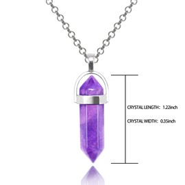 JSHYGOUP Hexagonal Amethyst Pendant Natural Crystal Pendant Men Women Crystal Necklace Meditation Jewelry Gift