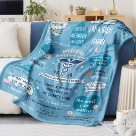 JTUOW Medical Assistant Gifts, Medical Assistant MA Week Gift, MA Students Throw Blanket 60"X 50" Inch, Medical Assistant Appreciation Gift for Women, Christmas Birthday Gift Ideas for Coworker