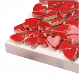 LiFschal Mosaic Tiles Stained Glass, Heart Shape Ceramic Mosaic Making with Handmade for DIY Art Crafts，Home Decorations -About 24Pcs 100G(0.22LB),Red&Green&Blue&Yellow
