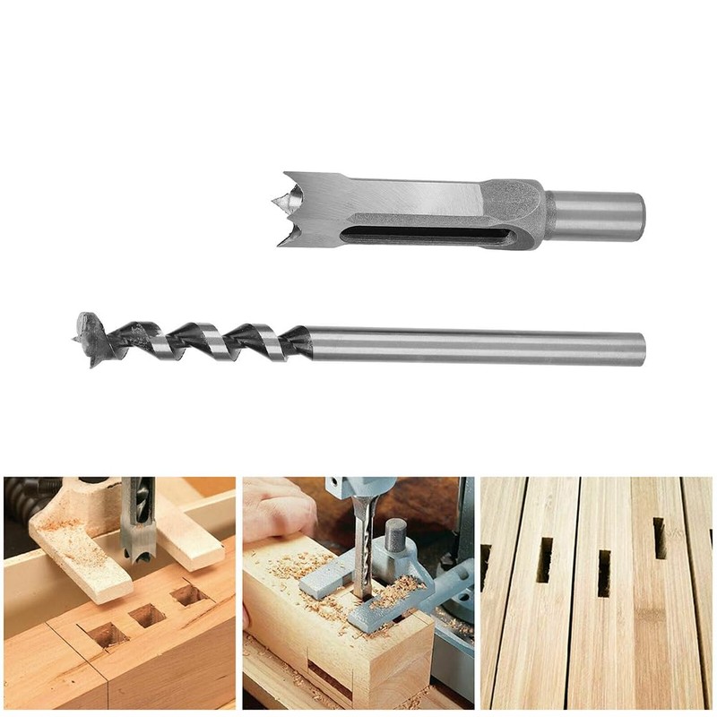 Msiud Square Drill Bit, 20mm Bearing Carbon Steel Mortising Chisel