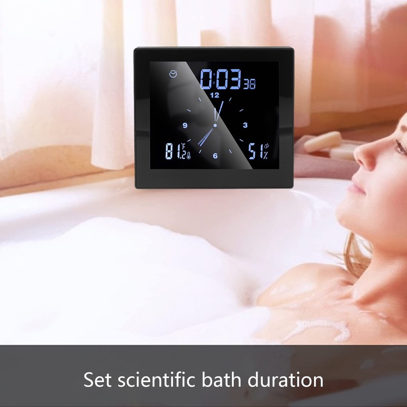 Shanrya Reloj termómetro, Reloj de Ducha, Resistente al Agua, Pantalla