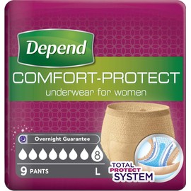 Depend Incontinence Pants for Women, Super Absorbent - L, 9 Pants