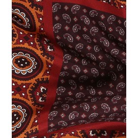 Italian 100% Silk Pocket Square - Burgundy & Bronze, Premium Accessory for Men, 32x32 cm (12.5''x12.5''), One Side Print