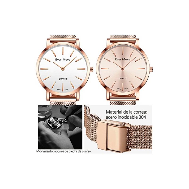Reloj para Mujer, Dama, Pulseras Cuarzo con Correa de Malla
