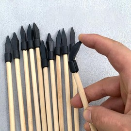 Czhotg 25Pcs Small Game Arrow Heads, Black Soft Rubber Practice Arrowhead Safety Glue On Target Arrow Tips for Shooting Practice Hunting Game Arrows and Parts