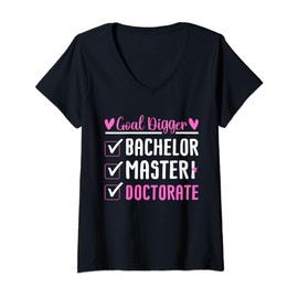 Womens Bachelor Master Doctorate Goal Digger Dr Phd Graduation 2024 V-Neck T-Shirt