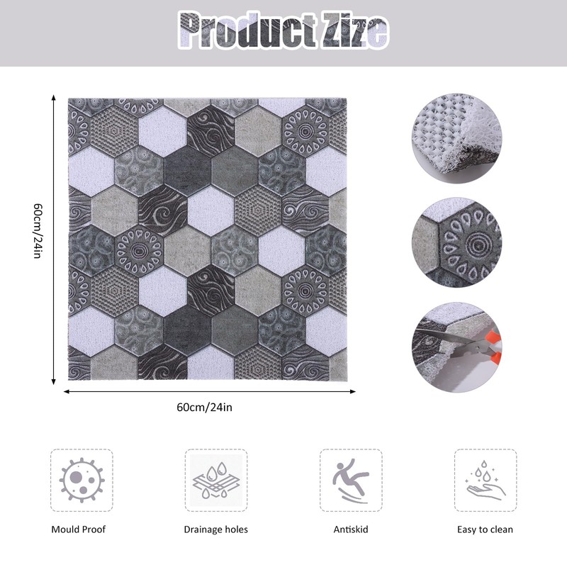 HomKuch Non-Slip Shower Mat, Comfortable Shower Floor Mat, Quick Dry
