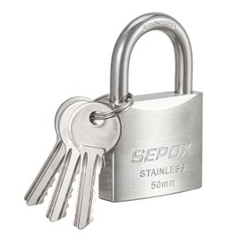 SEPOX 50mm Large Outdoor Padlock with Key Stainless Steel Lock Body and Shackle Waterproof Keyed Pad Lock Heavy Duty Padlock and Key Weatherproof for Gate Chain Shed Boat Marine