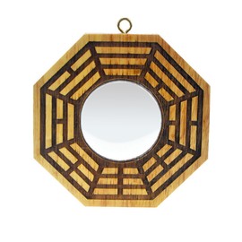 Feng Shui Peach Wood Bagua Mirrors Pakua 4 Inch (Convex)