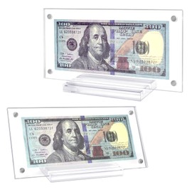 2 Pcs Dollar Bill Frame Dollar Bill Currency Display Holder Acrylic Dollar Bill Holder for Collectors Currency Holder for Collectors Ticket Protector Acrylic Display Holder 3.5x7.3 Inch