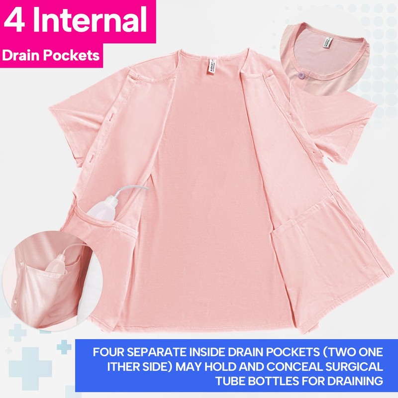 UCOVERIT Camisa post mastectomía para mujeres, Azul Real, L, Media