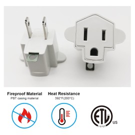 ETL 3 Prong Adapter Polarized Grounding 3 Prong to 2 Prong Adapter Wall Outlet Converter 6-Pack Ivory White YOELVN 3-Prong Converter 200℃ Resistant Heavy Duty for Household Electrical