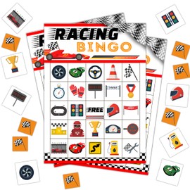 Racing Bingo Cards, Car Race Summer Party Bingo Cards for Adults, Competition Bingo Games for Birthday Party Family Party, 24 Players Party Activity Favor Decoration Supplies, 09