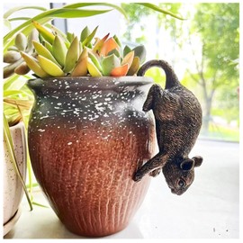 Bnrkmeb Plant Decorations for Pots, Fairy Garden Accessories, Flower Pot Decorations,Garden Sculptures & Statues, Can Also be Used As Outdoor Statues (Rat)