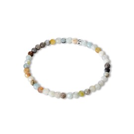 Candyfancy Gemstone Bracelet with 4 mm Silver 925 Pearls Genuine Natural Stone Bracelet Women's Natural Real Chakra Stones Bead Bracelet Length 18 cm