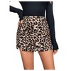SweatyRocks Women's Leopard Print Mini Skirt High Waist Zipper Asymmetrical