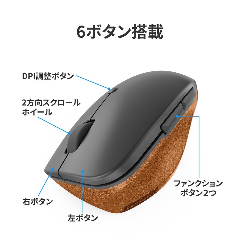 Lenovo Go Wireless Vertical Mouse Wireless Connection 6 Button Vertical