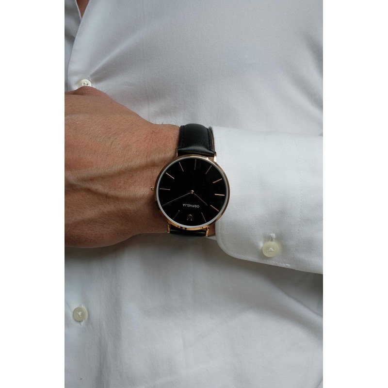 Orphelia Violiso Men's Analogue Quartz Watch, Black/Rose Gold, Strap.