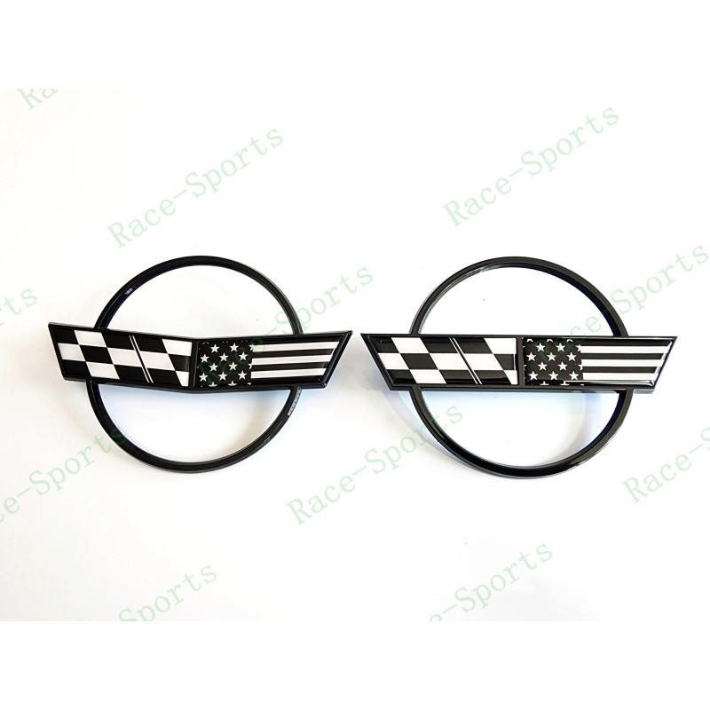 AUTO 2PC Black Front Nose Rear Gas Lid Cross US