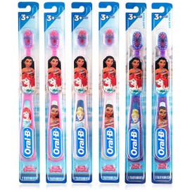 Oral-B New Princess Toothbrush for Little Girls, Children 3+, Extra Soft, Characters Vary - Pack of 6 (Characters Vary)