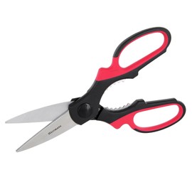 Westmark 2 x universal household scissors, cutting blade length: 7 cm each, integrated opening element for screw caps, stainless steel/plastic, black/red/silver, 137522E3