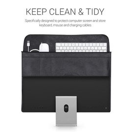 kwmobile Case compatible with 24-26 inch monitor - with 2 compartments on the back - protective case in black