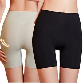 JTJFIT Cooling Shorts for Women Under Dresses Seamless Boyshorts Prevent Chafing Thigh Society Underwear Shapewear Panties (Black+Ligh-cyan,M)