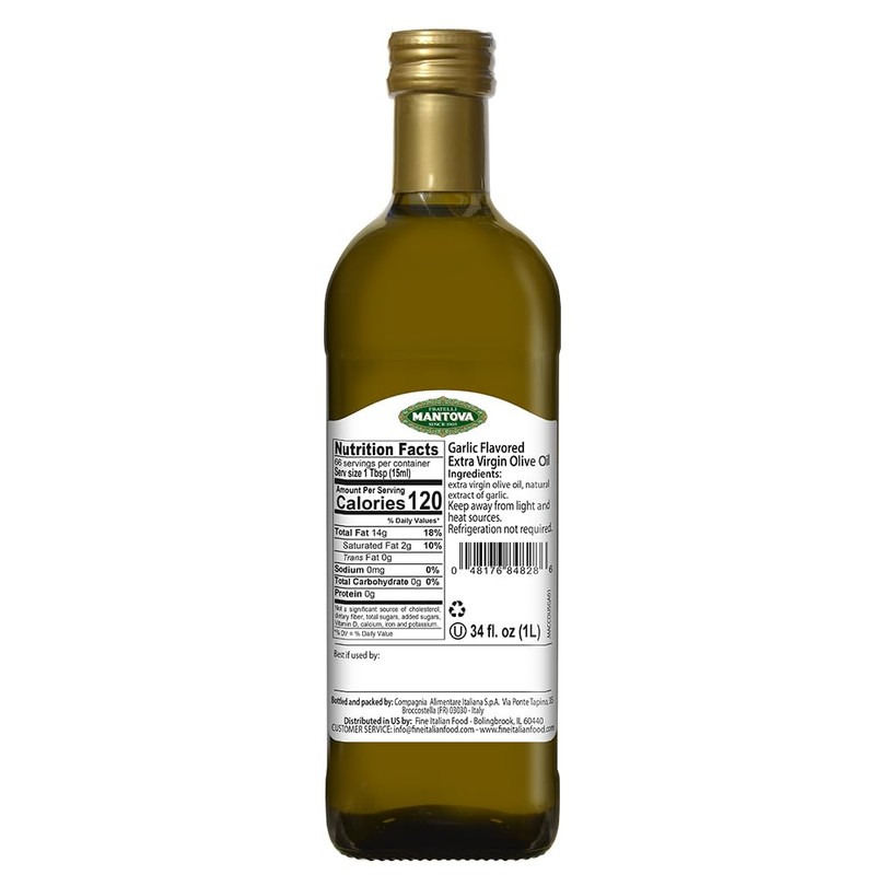 Mantova Garlic Extra Virgin Olive Oil (EVOO), Cold-Pressed and Imported