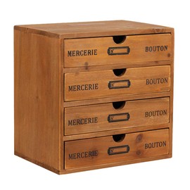 Willcome Wooden Storage Box with Drawers Portable Wooden Desktop Organizer for Home Office Counter Craft Decor (with 4 Drawer)