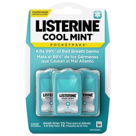 Listerine Pocketpacks Breath Strips Kills Bads Breath Cool Mint Flavor 3 Packs
