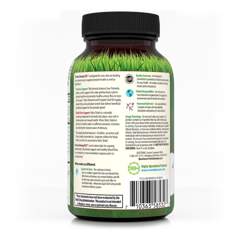 Irwin Naturals Prosta-Strong RED with Nitric Oxide Boosters - Prostate