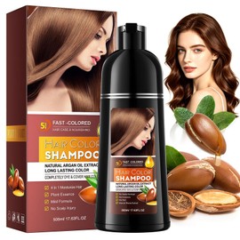 Brown Hair Dye Black Hair Dye Shampoo 3-in-1 Hair Dye Shampoo, 4-in-1 Natural Hair Dye Shampoo for Instant Grey Coverage, Argan Oil Hair Dye for Women and Men, 500 ml