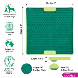 LickiMat PRO Tuff Soother for Dogs, Heavy Duty Lick Mat, Calmer, Anxiety Reliever and Alternative to Puzzle Toys and Slow Feeder Bowls. Perfect for Peanut Butter, Yoghurt, Healthy Treats, Green.