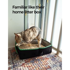 pangdi Travel Litter Box for Cats, Portable Collapsible with Lid, Leak-Proof, Odor Control, Easy Cleaning, in Hotels, Camping, Road & Air Trips, Black, M