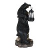 Rustic Black Bear Carrying Cub On Shoulder Statue Solar LED