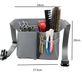 Hairdressing Bag for Professionals, Barber Tool Bag with Belt, PU Leather Hairdresser Belt Bag, Scissor Holster, Hairdresser Waist Shoulder Belt Scissor Holder. (Grey)