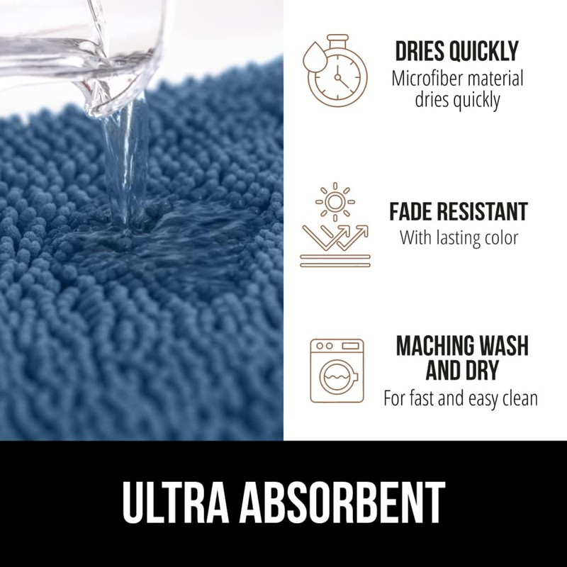 GORILLA GRIP Bath Rug Mat 30x20, Thick Soft Absorbent Chenille,