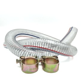 Hxszk 39" Universal Log Splitter Suction Hose - 1" ID Heavy-Duty Wire-Reinforced PVC Hydraulic Hose With Heavy Duty Clamp for Log Splitter Parts & Oil Transfer (1 Pack)