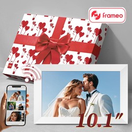 Mother's Day Gift,Ekoio Digital Picture Frame 10.1 Inch WiFi,gift idea, IPS Touch Screen Smart Cloud Photo Frame with 32GB Storage, Auto-Rotate Easy Setup to Share Photos or Videos, White Wall Mountable,gift for mom:_10.1 White love-gift box