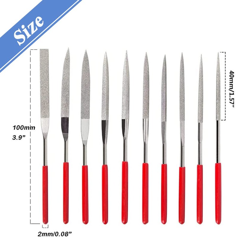 Mesee 10 Pieces Mini Diamond Needle File Set 150 Grit