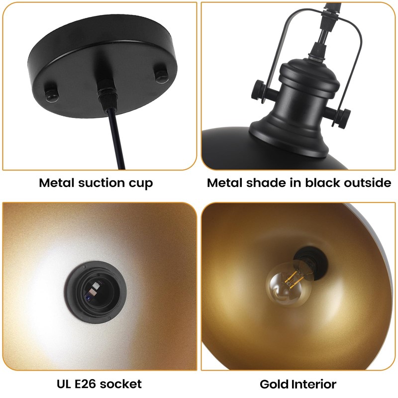 LWWHQ Black Pendant Lights Kitchen Island 2 Pack, Farmhouse Kitchen
