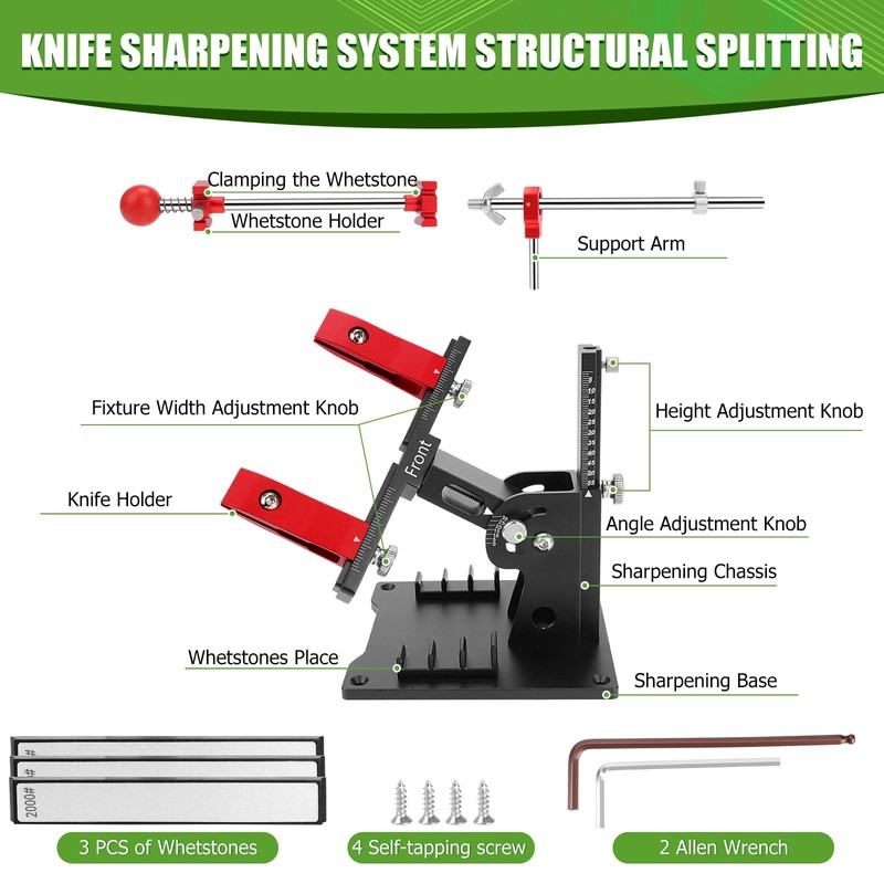 Poiyham Adjustable Knife Sharpener Tool, Professional Knife Sharpening System Kit,